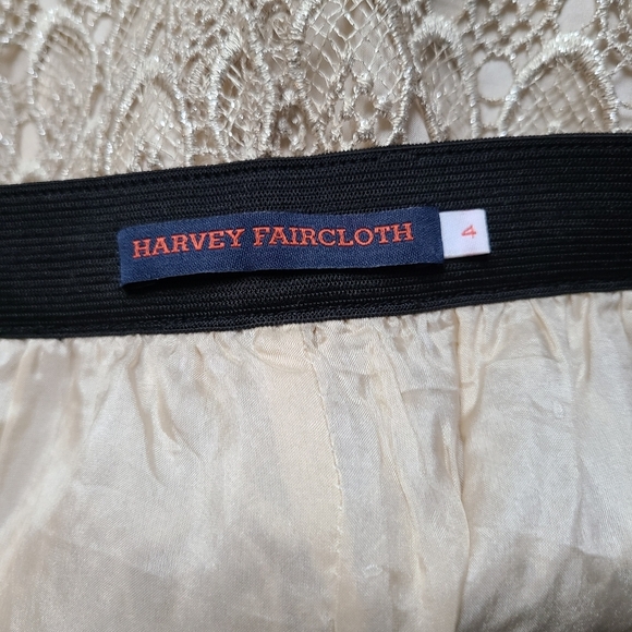 Harvey Faircloth Gold Metallic Eyelet Lace Silk Mini Skirt Size 4 - Picture 6 of 7